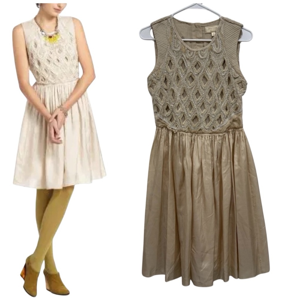 Anthropologie‎ Moulinette Souers Silk Beaded Dress Size 4